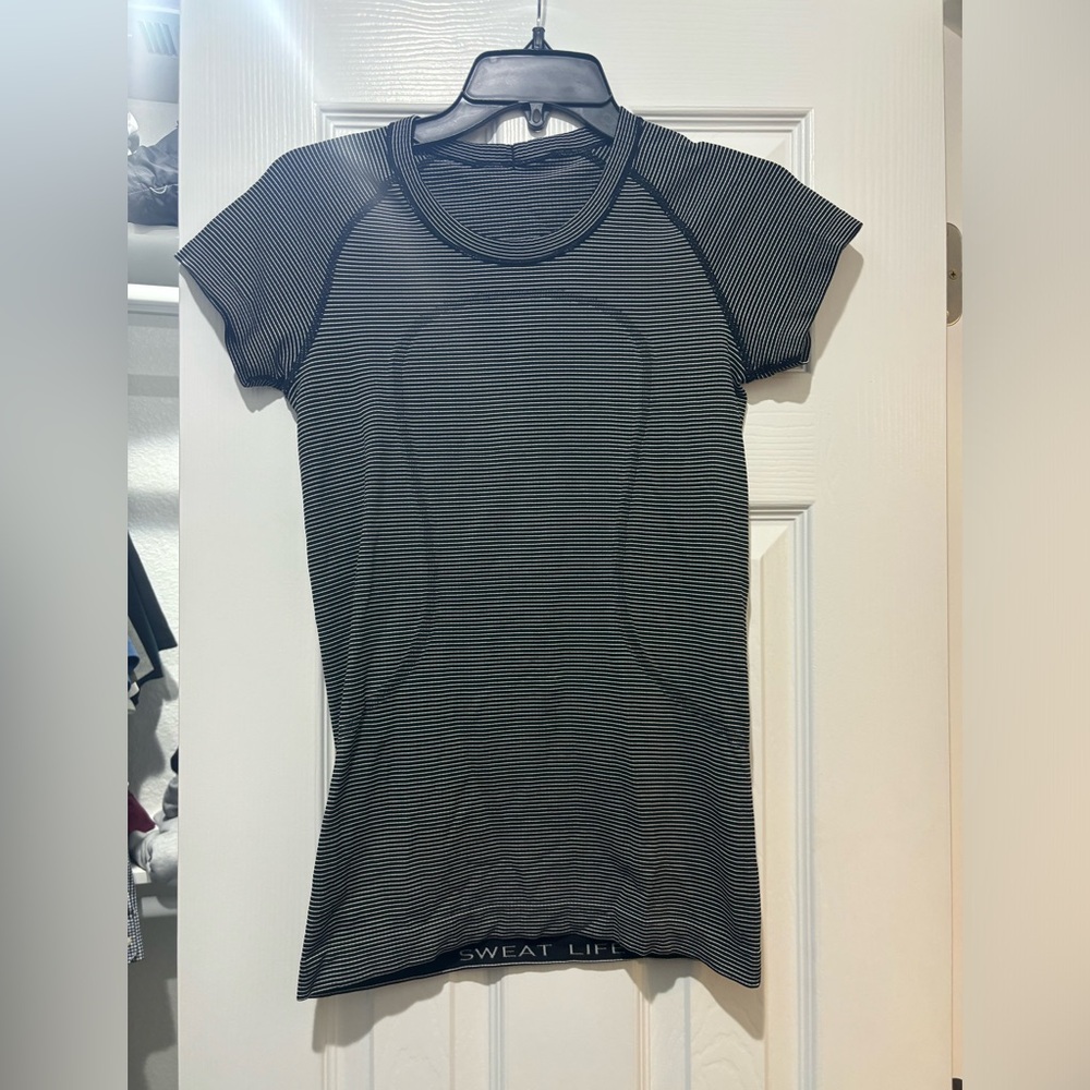 lululemon Black and White Striped Swiftly Tech